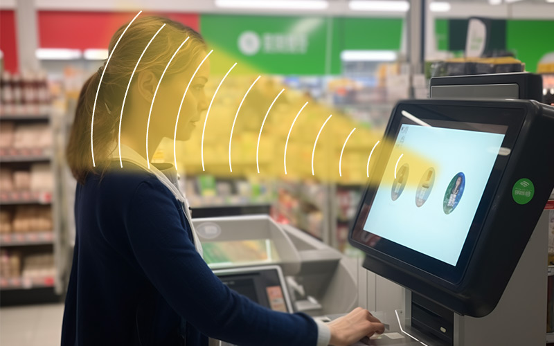 自助收銀機集成定向揚聲器