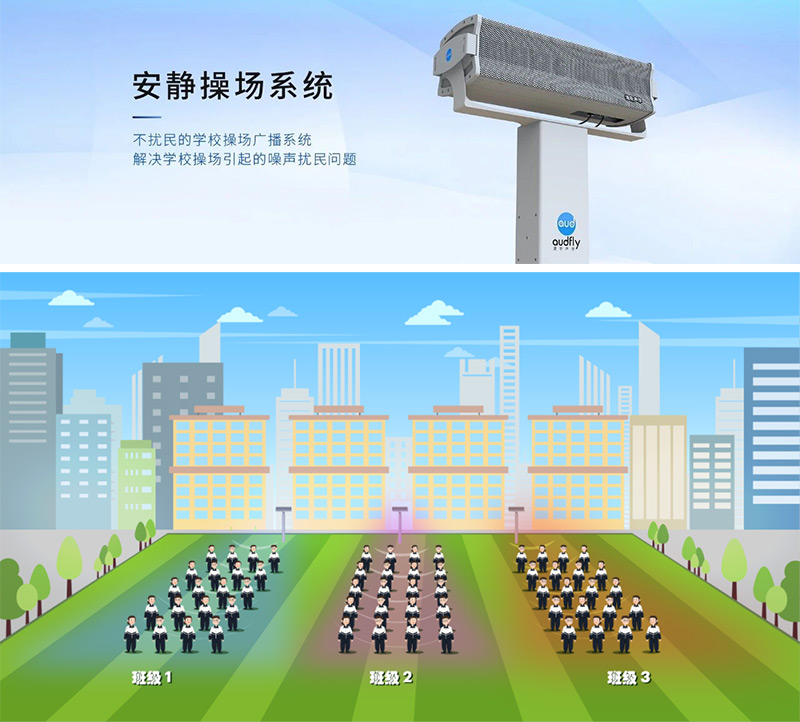 清聽聲學安靜操場系統,又叫操場定向廣播系統,定向發聲不擾民